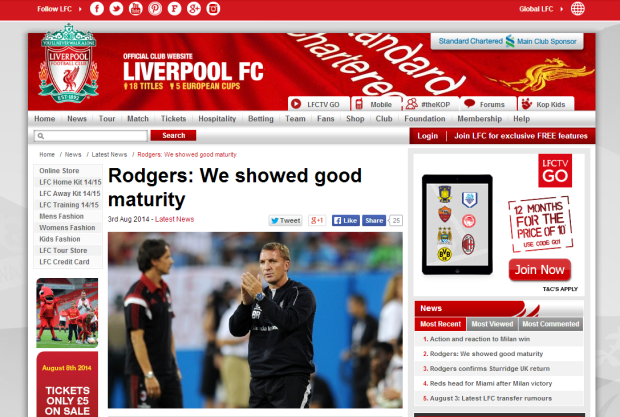 140803_Rodgers  We showed good maturity   Liverpool FC