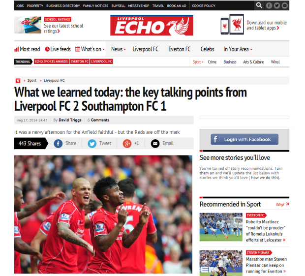 140818_What we learned today  the key talking points from Liverpool FC 2 Southampton FC 1   Liverpool Echo