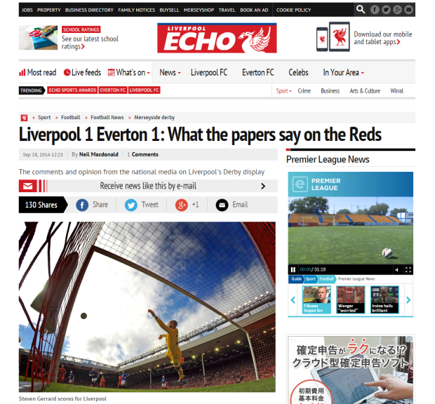 140929_Liverpool 1 Everton 1  What the papers say on the Reds   Liverpool Echo