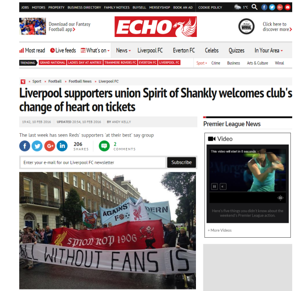 160211_Liverpool supporters union Spirit of Shankly welcomes club s change of heart on tickets   Liverpool Echo